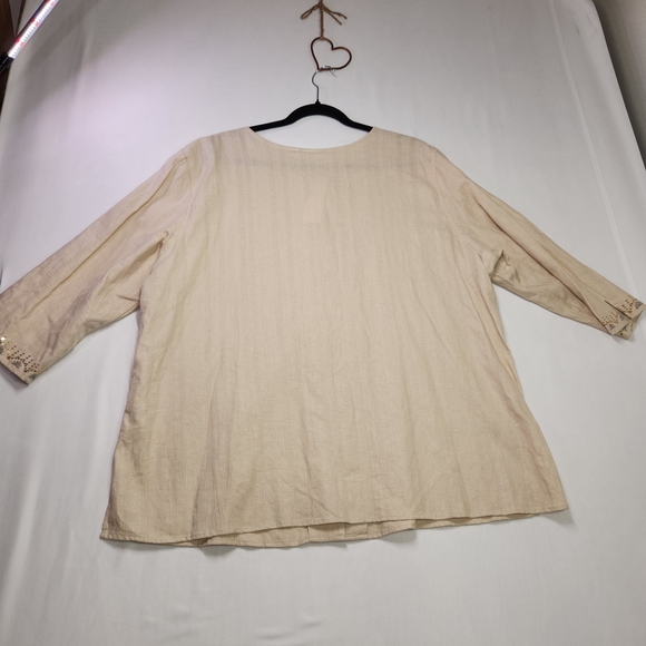 ⭐️NWT Erika Embellished Linen-Blend Shirt – ¾ Sleeve | Size XL - Picture 12 of 12